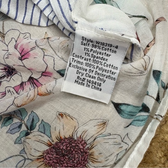 Johnny Was Workshop Effortless Puff Sleeve Peasant Blouse Tassel Scarf Mix Sz S - Picture 5 of 11